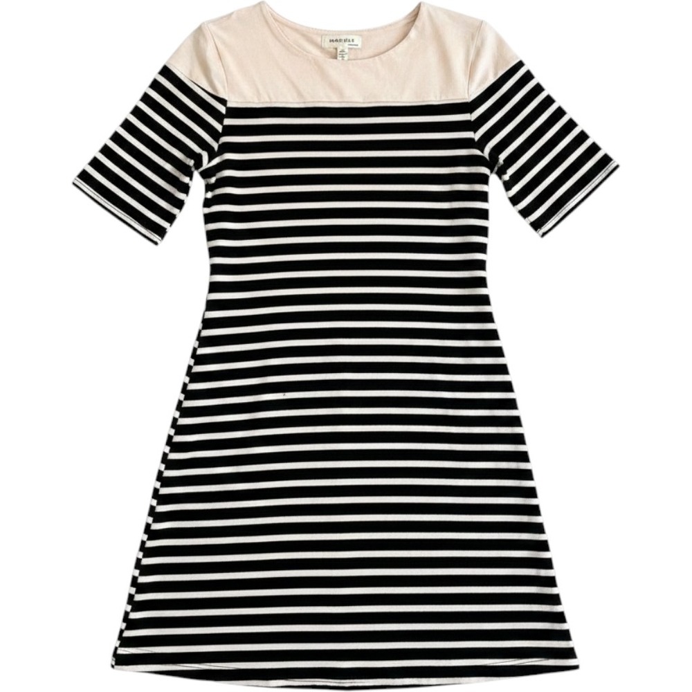 Monteau Black and Cream‎ Striped Mini Dress
